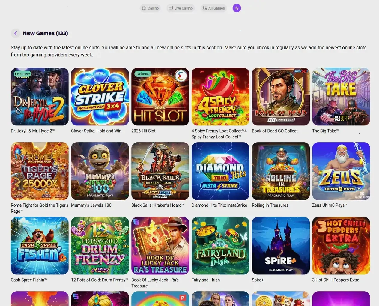 Игровой интерфейс казино Рокс